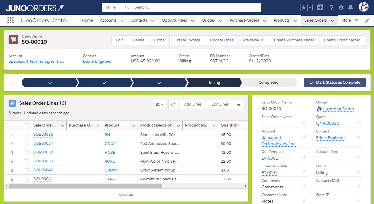 salesforce order management snapshot